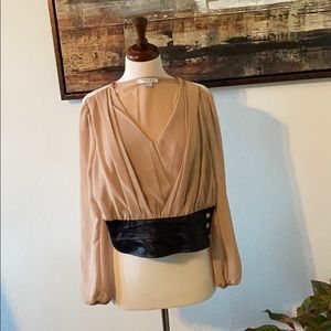 Blush Pink Long Sleeve belted Blouse